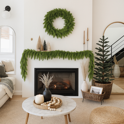 Christmas Decoration Cedar Garland Realistic Faux Greenery