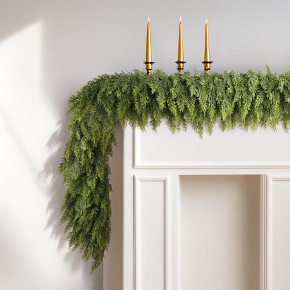 Christmas Decoration Cedar Garland Realistic Faux Greenery