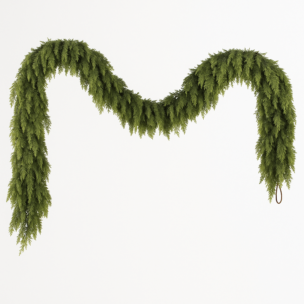 Christmas Decoration Cedar Garland Realistic Faux Greenery